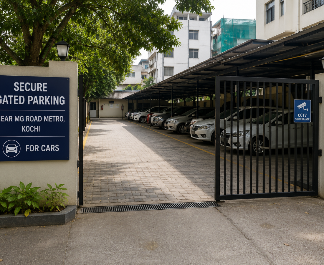 Secure Gated Parking Near MG Road Metro, Kochi for Cars