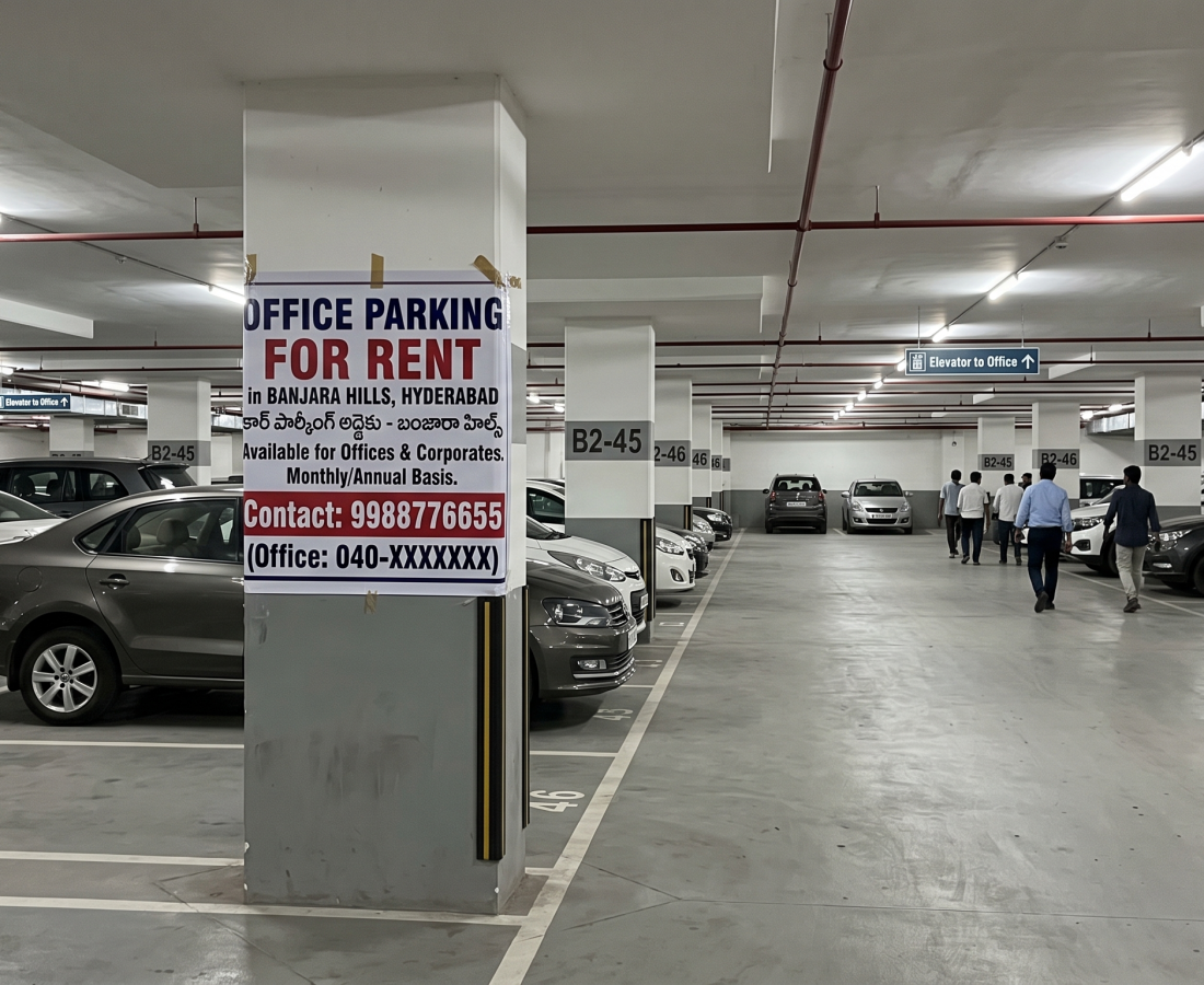 Basement Office Parking for Rent in Banjara Hills, Hyderabad