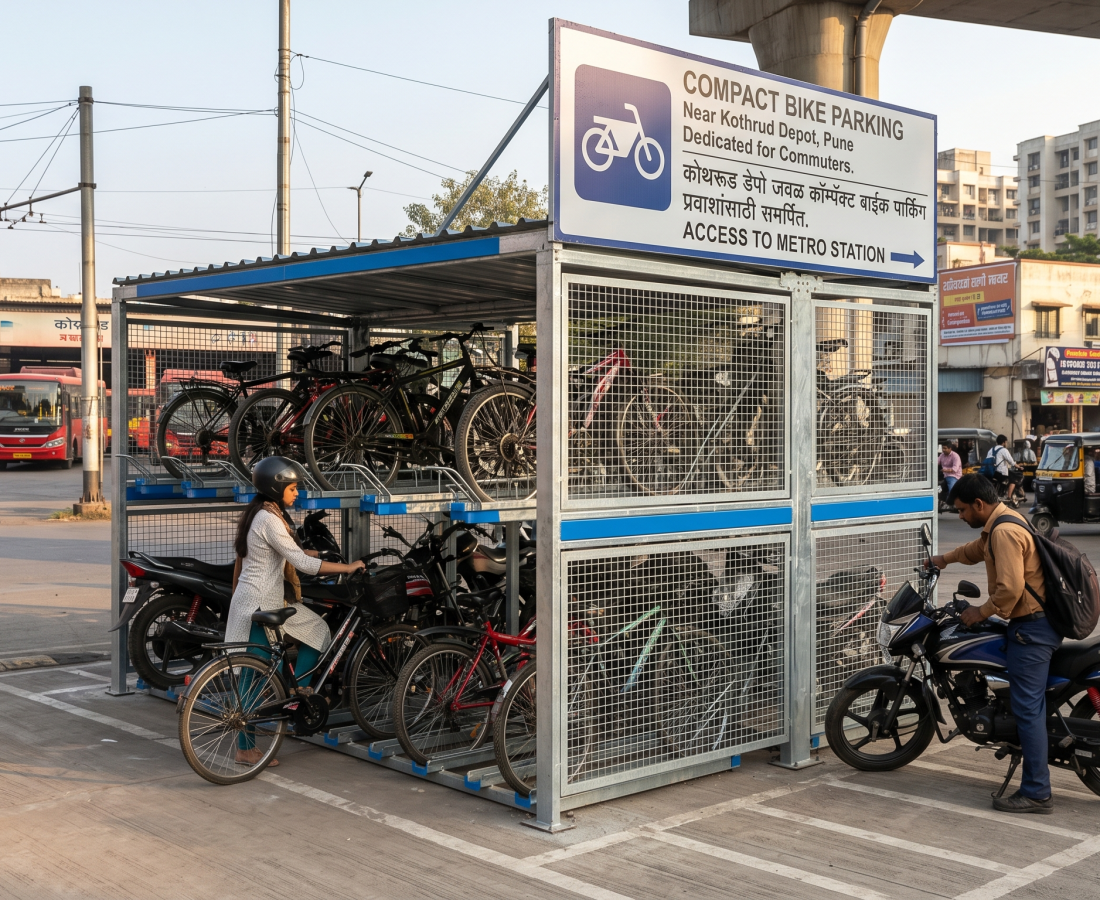 Compact Bike Parking Near Kothrud Depot, Pune for Commuters