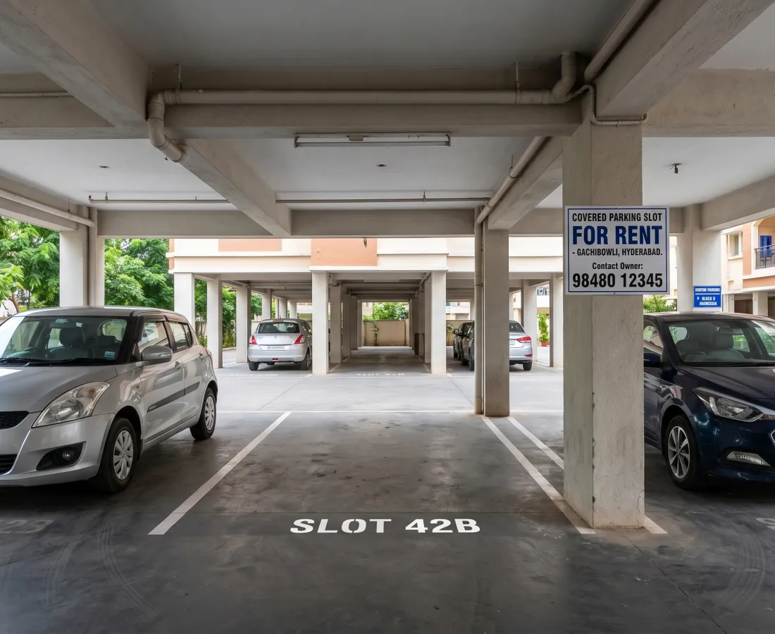 Covered Apartment Parking Slot for Rent in Gachibowli, Hyderabad