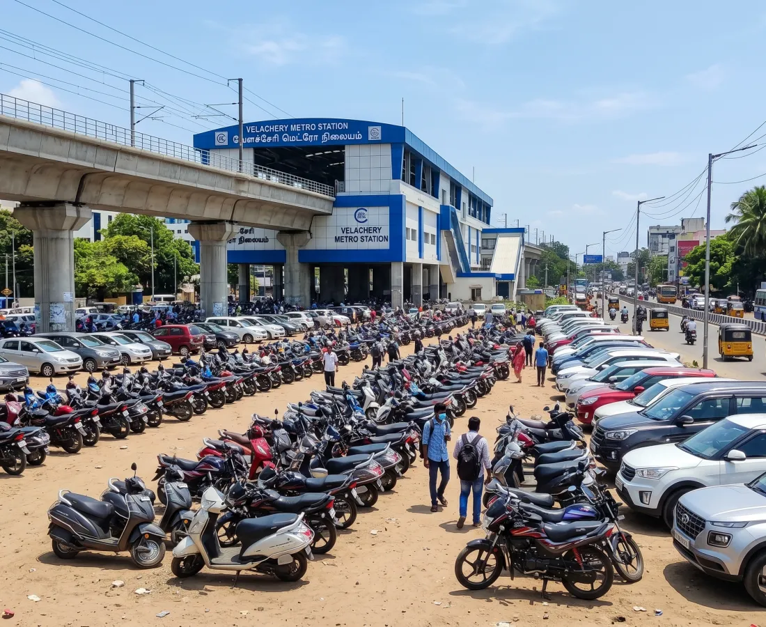 Open Parking Space Near Velachery Metro Station, Chennai