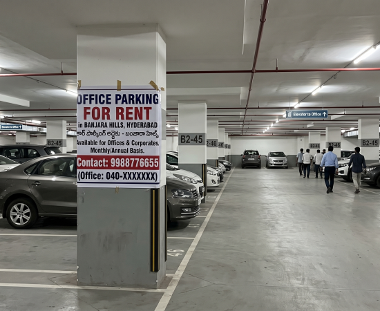 Basement Office Parking for Rent in Banjara Hills, Hyderabad
