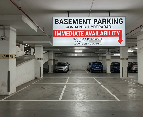 Basement Parking in Kondapur, Hyderabad — Immediate Availability