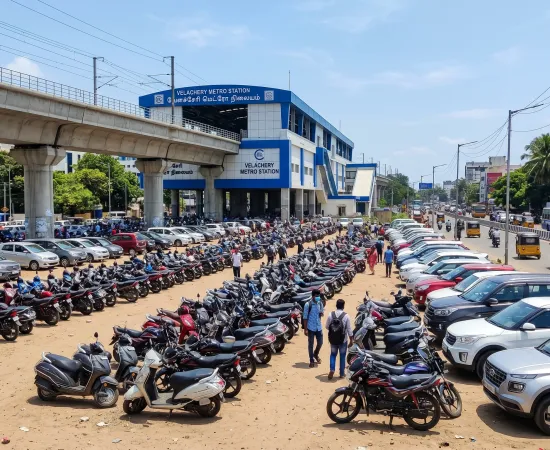 Open Parking Space Near Velachery Metro Station, Chennai